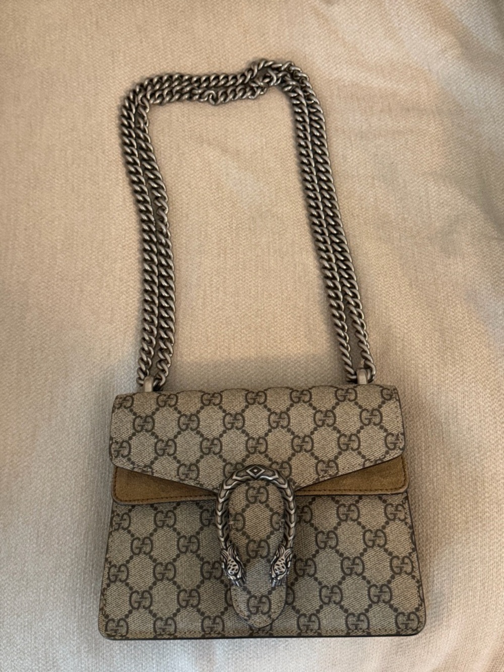 Gucci Beige/Brown GG Supreme Dionysus Small Crossbody Bag - Picture 10 of 11